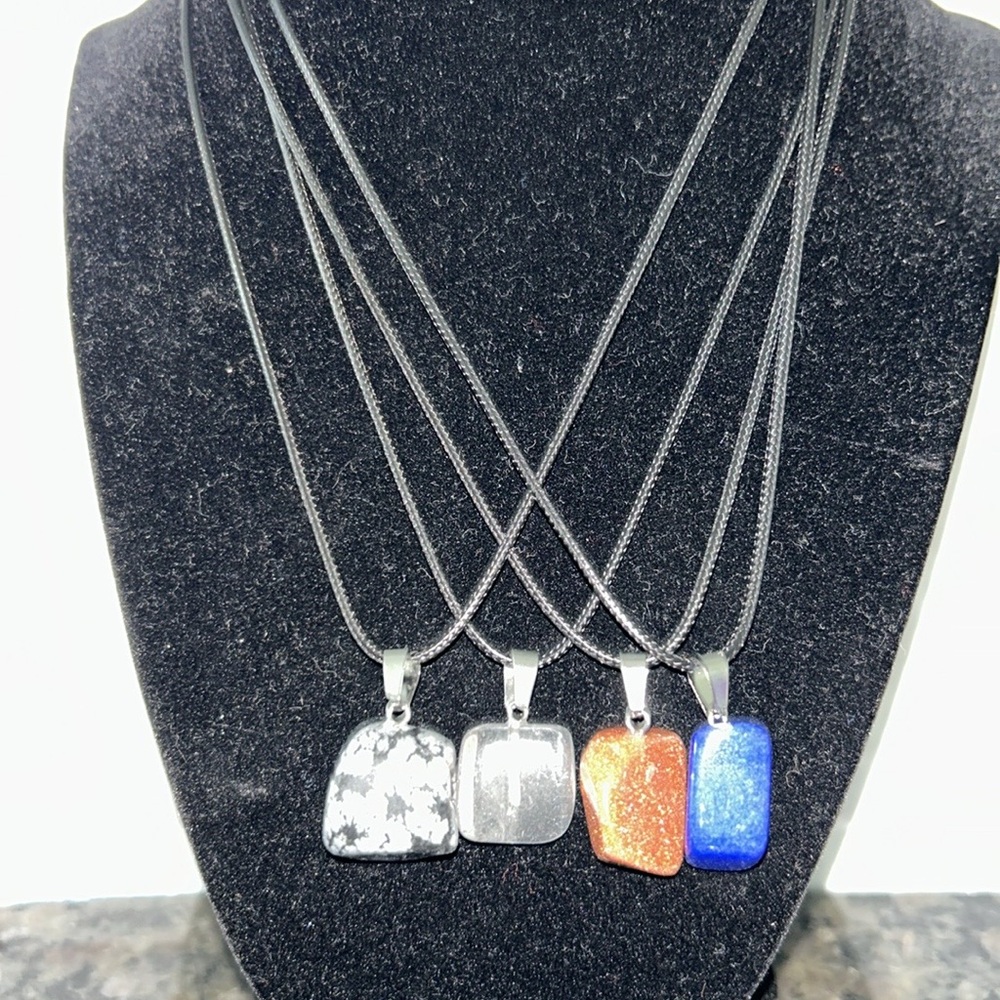 3/$30 Crystal Quartz Stone Pendant Necklace -Choice 1